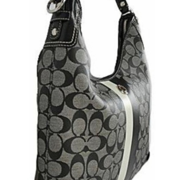 Coach Signature Stripe Chelsea Hobo Shoulder Bag Purse F14476 - Picture 3 of 9